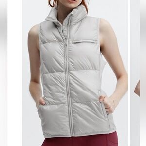 Fabletics Women's Elliot Winter Puffer Jacket Vest  Gray Ash Size XL
